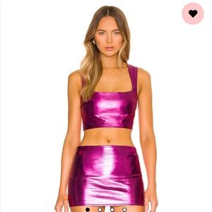 Revolve H:ours Kida Metallic Pink Top XS